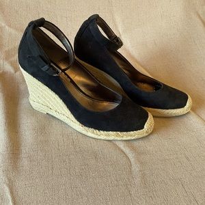 Franco Sarto Black Suede L-Quarry Espadrilles size 8